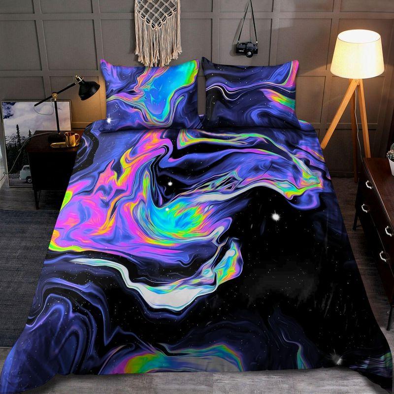 Aurora Hippie Bedding Set Abtract Art Hologram Space Galaxy Stars