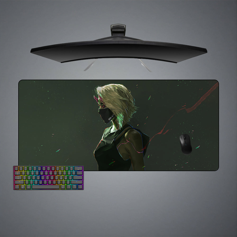 Allleftout Cyberpunk Horned Girl Design Gaming Mouse Pad, Computer Desk Mat
