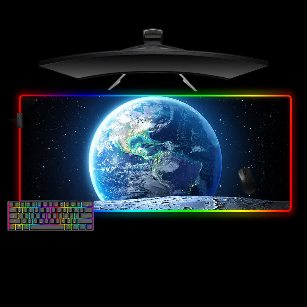 Allleftout Earth From The Moon Design Rgb Gaming Mouse Pad, Computer Desk Mat