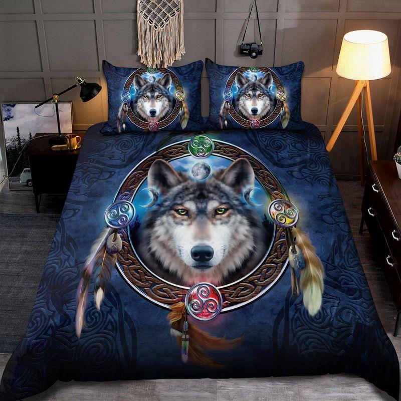 Celtic Wolf Native American Dreamcatcher Bedding Set Tribal Spirit