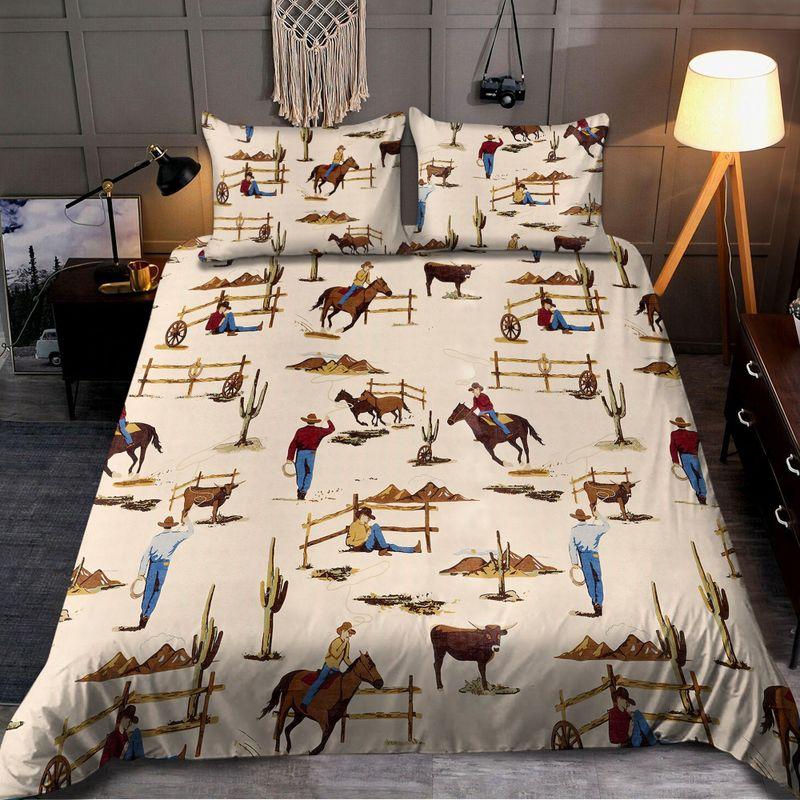 Cowboy Life Roping Train Comforter Set Wild West Cowboys Texas Lover