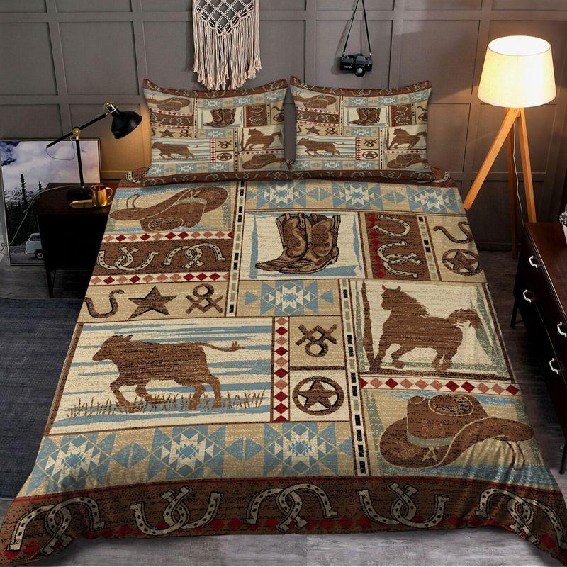 Cowboy West Wild Roping Bull Bedding Set Love Cowboys Texas Culture