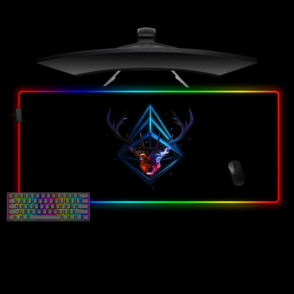 Allleftout Poly Deer Design Rgb Gaming Mouse Pad, Computer Desk Mat