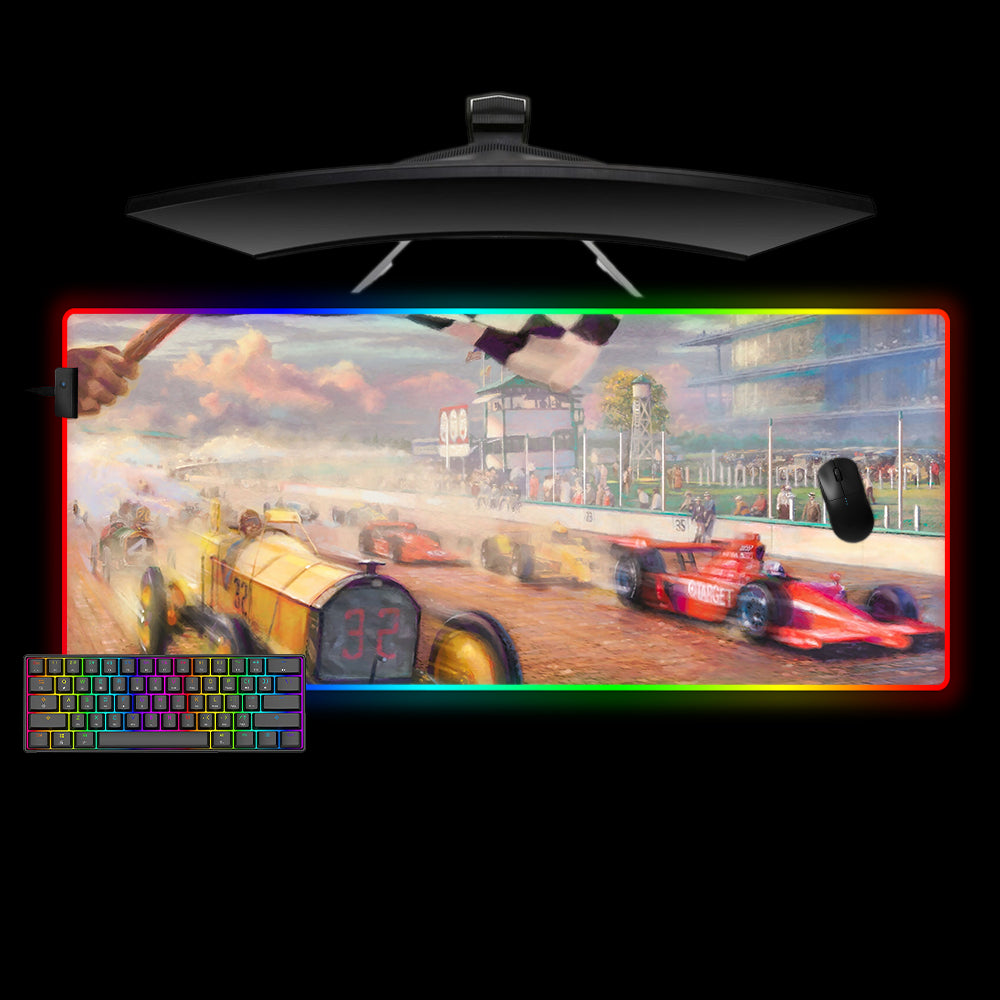 Allleftout Checkered Flag Design Rgb Gaming Mouse Pad, Computer Desk Mat