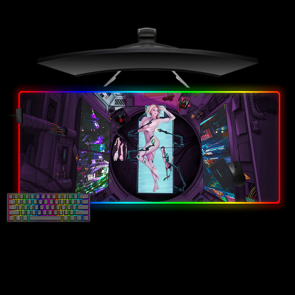 Allleftout Cyberpunk Assembly Design Rgb Gaming Mouse Pad, Computer Desk Mat