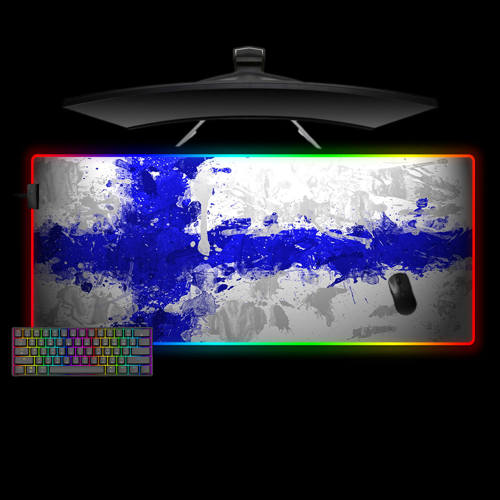 Allleftout Finland Splash Paint Design Rgb Gaming Mouse Pad, Computer Desk Mat