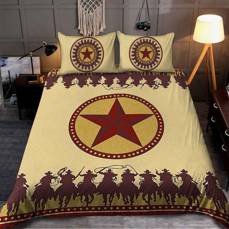 Texas Captain Cowboy Badge Bedding Set Cowboy Roping Ride Horses