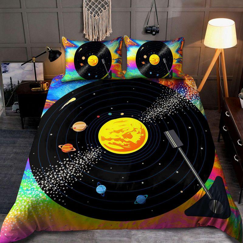 Vinyl Record Bedding Set Galaxy Planet Music Space Magic Stars Dj