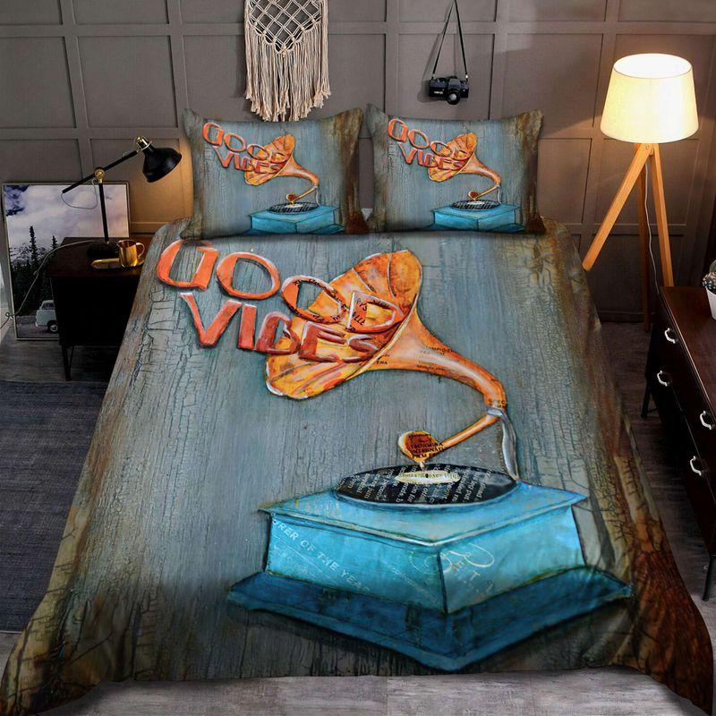 Vinyl Record Good Vibes Vintage Style Bedding Set Music Instrument Record