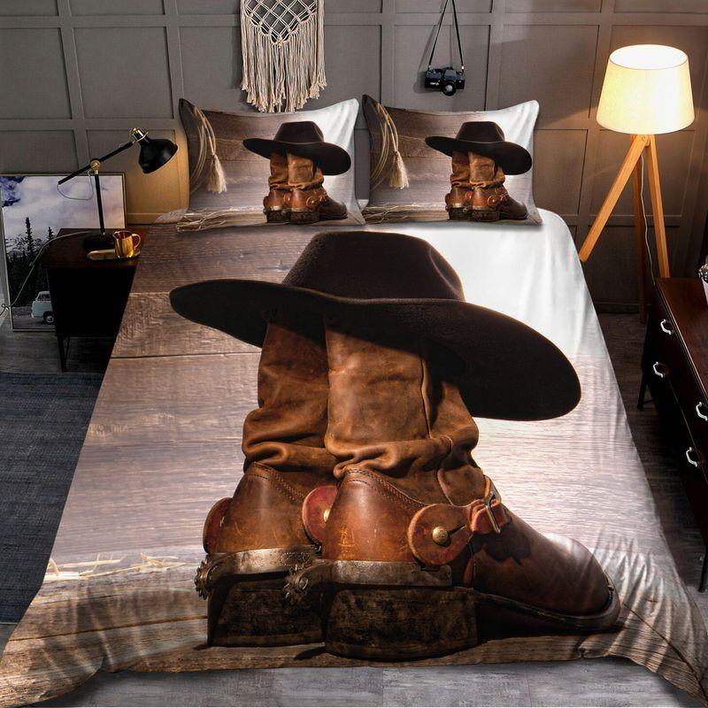 Cowboy Boots Hat Vintage Bedding Set Cowboy Pride Captain Gift To Family