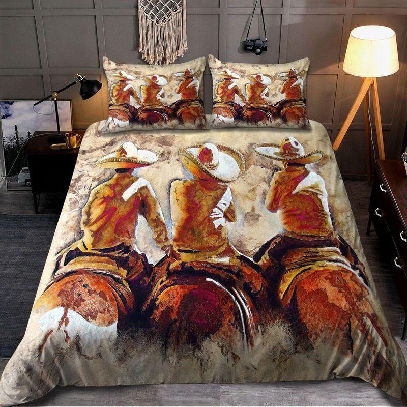 Best Friends Cowboy Together Oil Painting Bedding Set Love Cowboy Life
