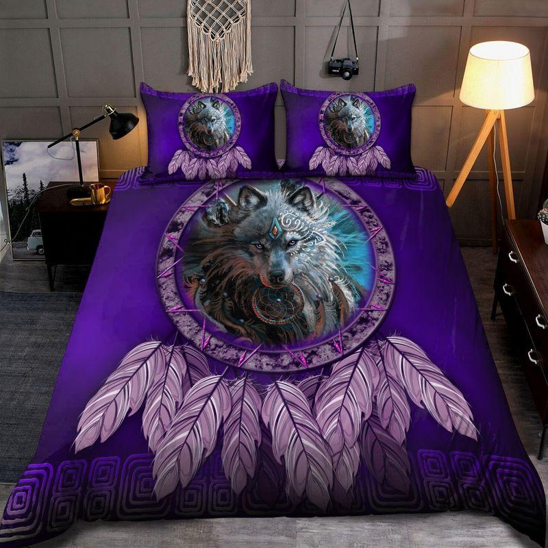 Native American Spirit Wolf Bedding Set Tribal Dreamcatcher Family Gift