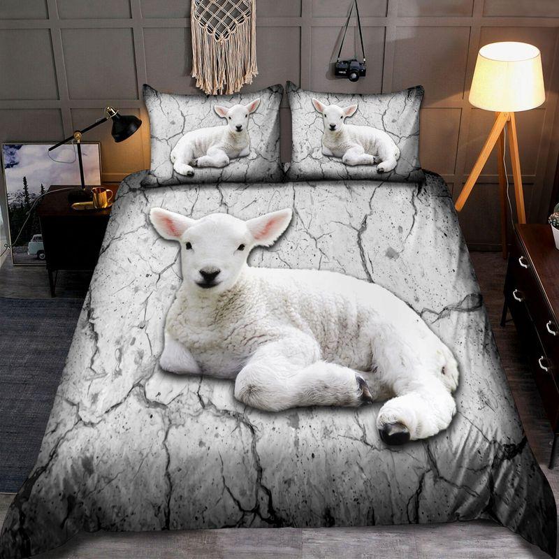 Baby Sheep Concrete Crack Comforter Set Farm Animals Lamb Sheep Lover