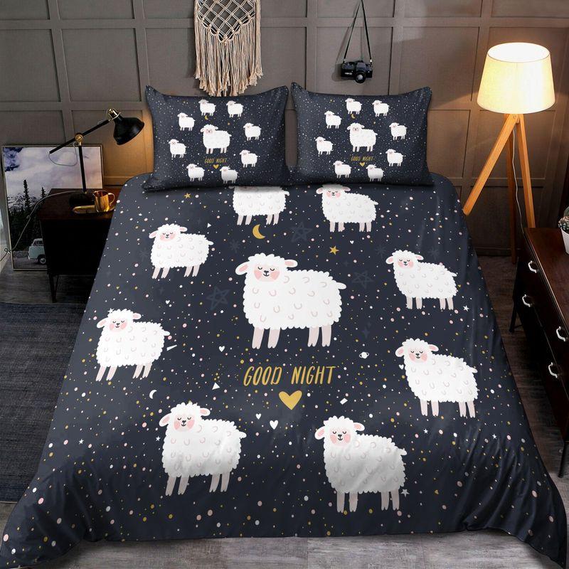Cute Sheep Good Light Bedroom Decor Comforter Set Sheep Counting Stars
