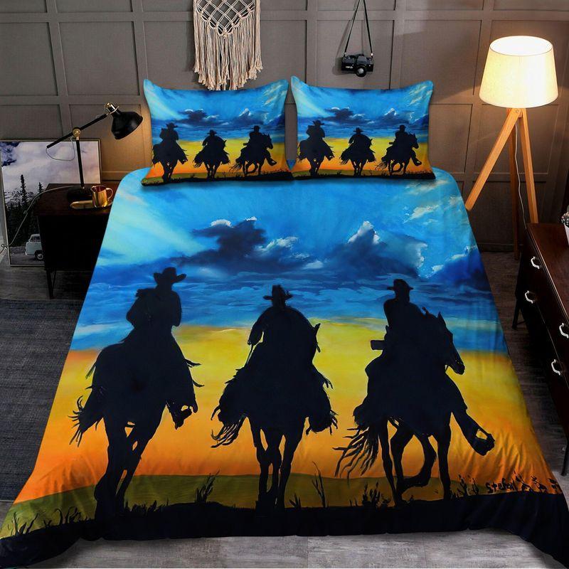 Love Cowboy Painting Bedding Set Cowboys Friend Ride Horse Wild West