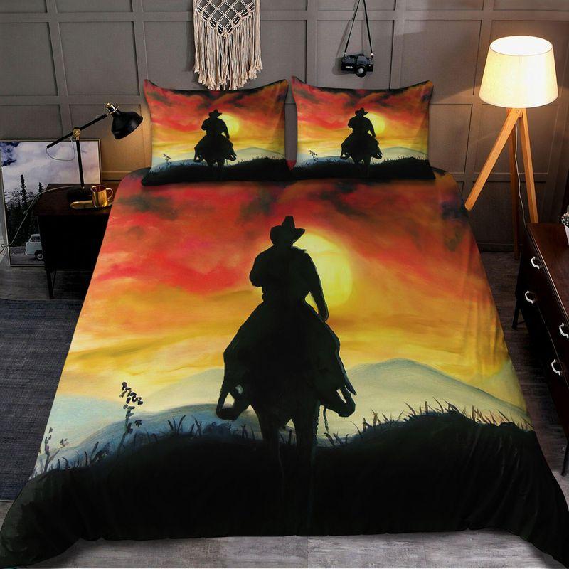 Cool Cowboy Sunset Painting Bedding Set Captain Cowboys Movie Fans