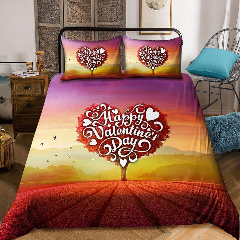 Heart Tree Rose Romantic Vibes Bedding Set Happy Vanlentines Day