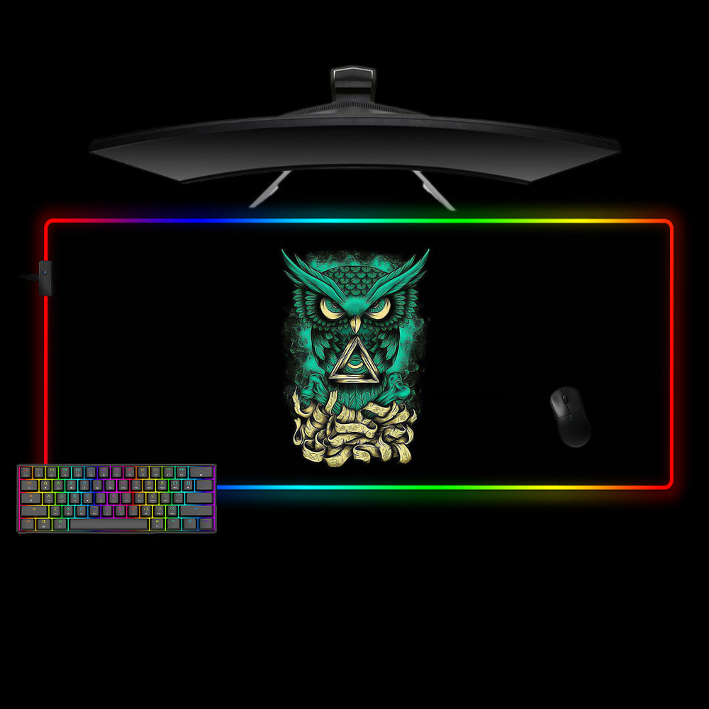Allleftout Owl All Seeing Eye Design Rgb Gaming Mouse Pad, Computer Desk Mat