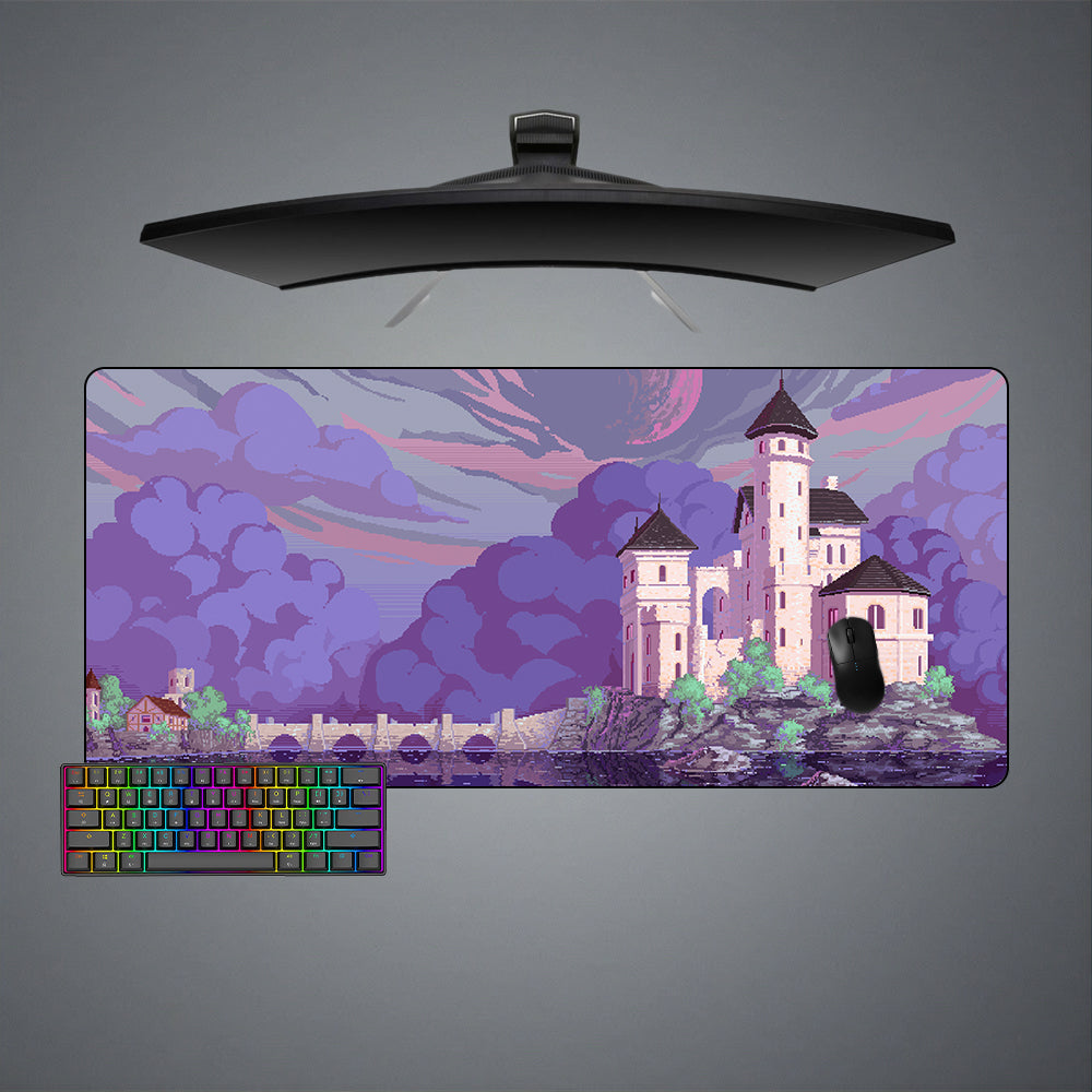 Allleftout Castle Pixel Art Design Gaming Mouse Pad, Computer Desk Mat
