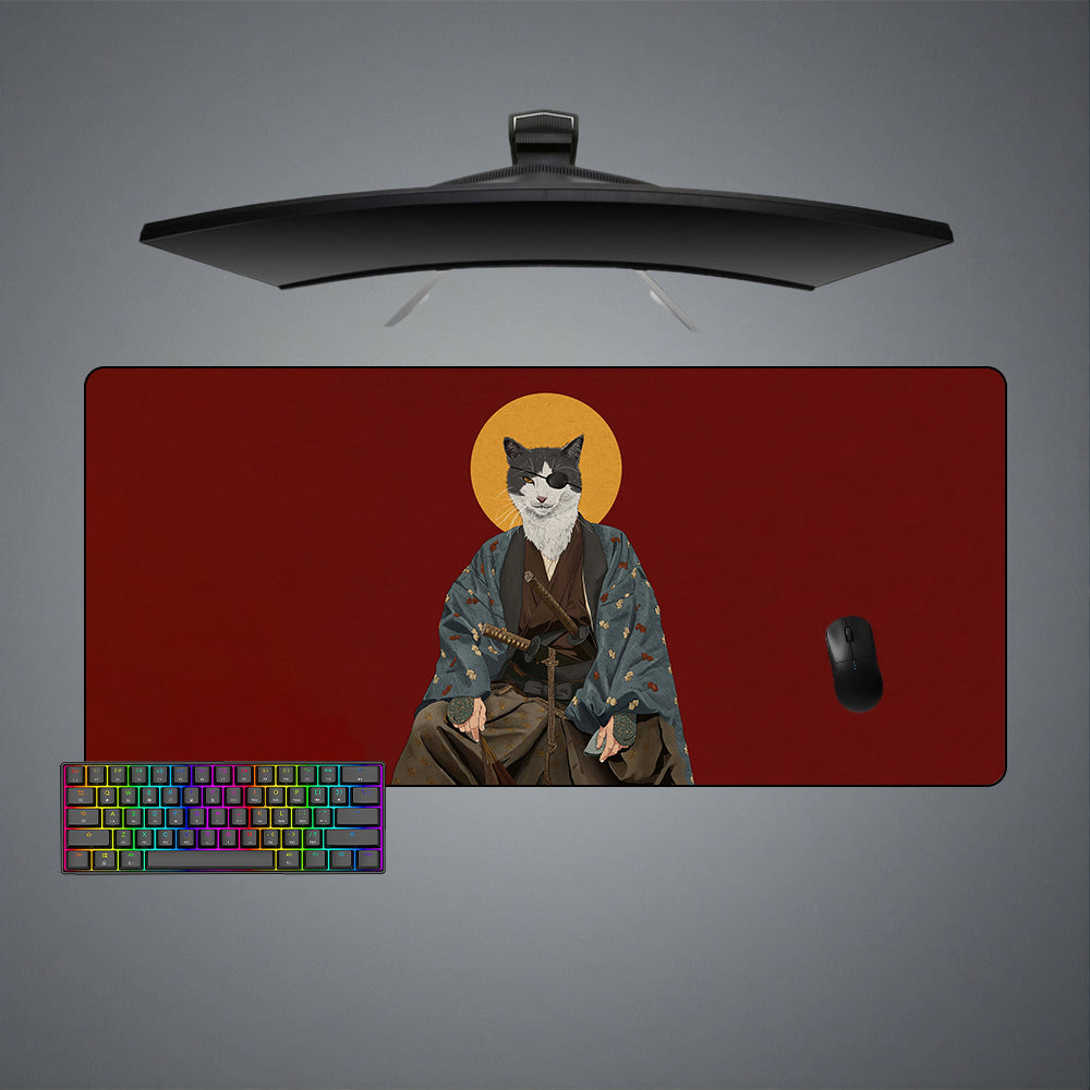 Allleftout Samurai Cat Design Gaming Mouse Pad, Computer Desk Mat
