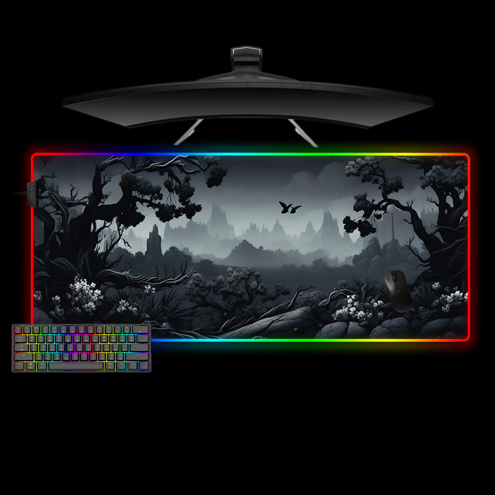 Allleftout Dark Nature Design Rgb Gaming Mouse Pad, Computer Desk Mat