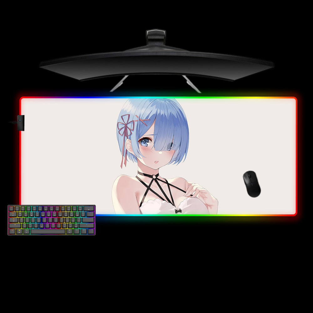 Allleftout Re:Zero Rem Blush Design Rgb Gaming Mouse Pad, Computer Desk Mat
