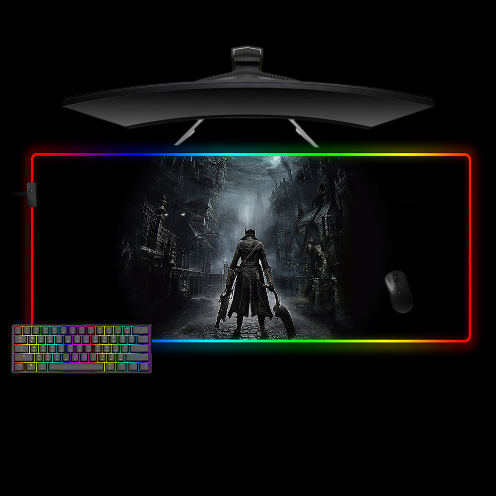 Allleftout Bloodborne Begin The Hunt Design Rgb Gaming Mouse Pad, Computer Desk Mat