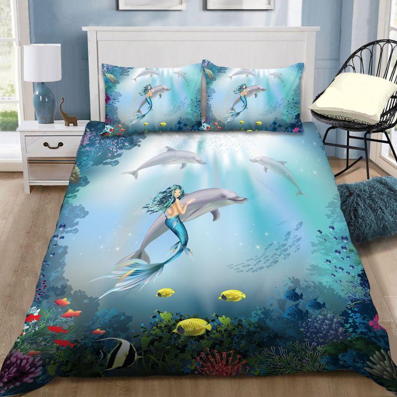 Mermaid And Dolphin Bedding Set Mermaid Sea Life Mermaid Lover Gift
