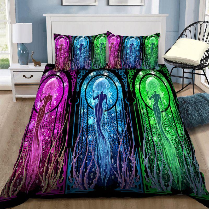 Jellyfish Mermaid Dream Bedding Set Colorful Mermaid Jellyfish Gothic Art