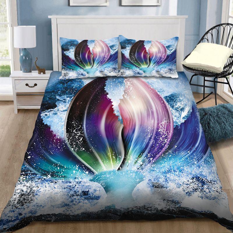 Beautiful Mermaid Tail Bedding Set Mermaid Make Ocean Waves Painting