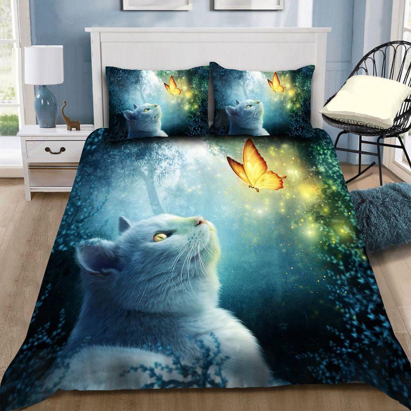 Fairy Tale Kitty And Butterfly Comforter Set Love Cats Shorthair Kitten