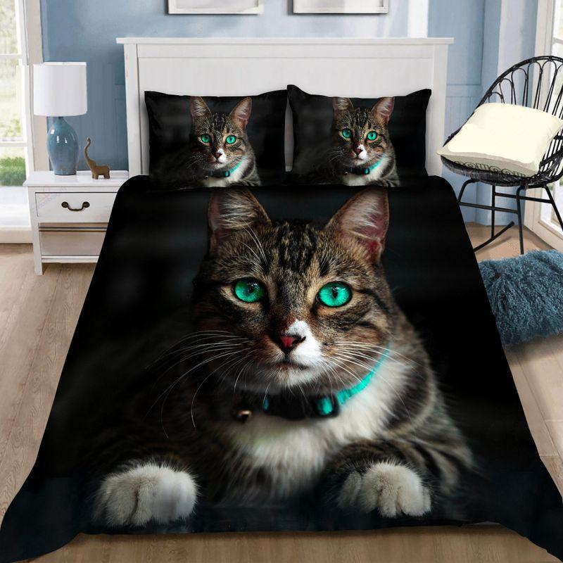 Teal Eys Cat Bedding Set Portrait Cat Lying Gift For Cat Lover