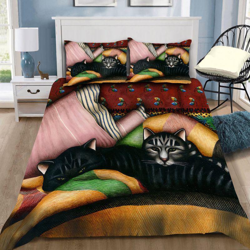 Cat Lying On Pillow Bedding Set Cat Bed Painting Gift For Cat Lover