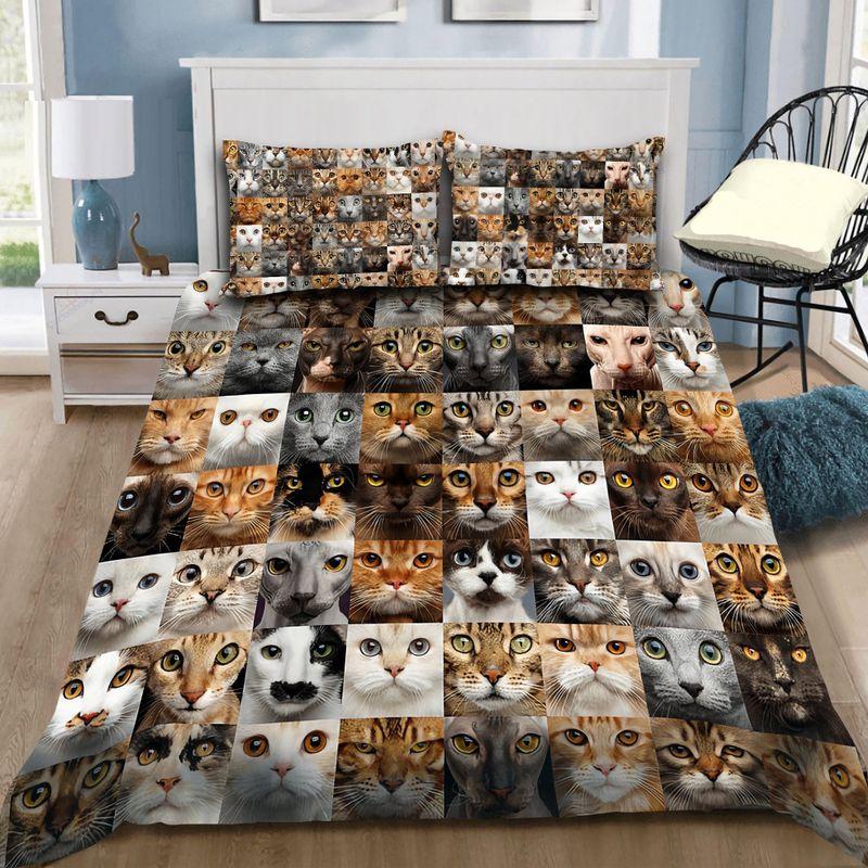 Cute Cat Face Bedding Set Cat Face Collection Gift For Cat Lover