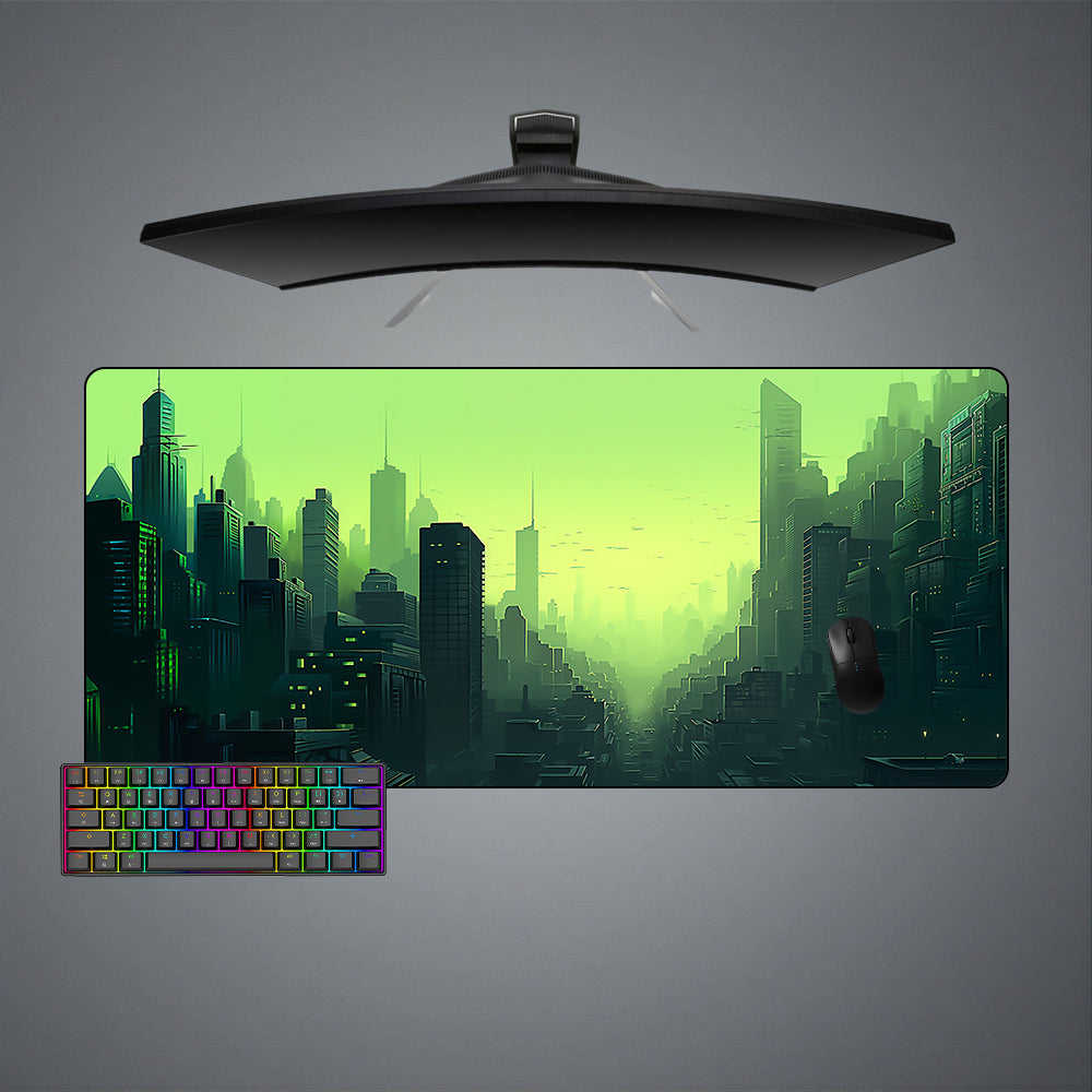 Allleftout Green Cityscape Design Gaming Mouse Pad, Computer Desk Mat