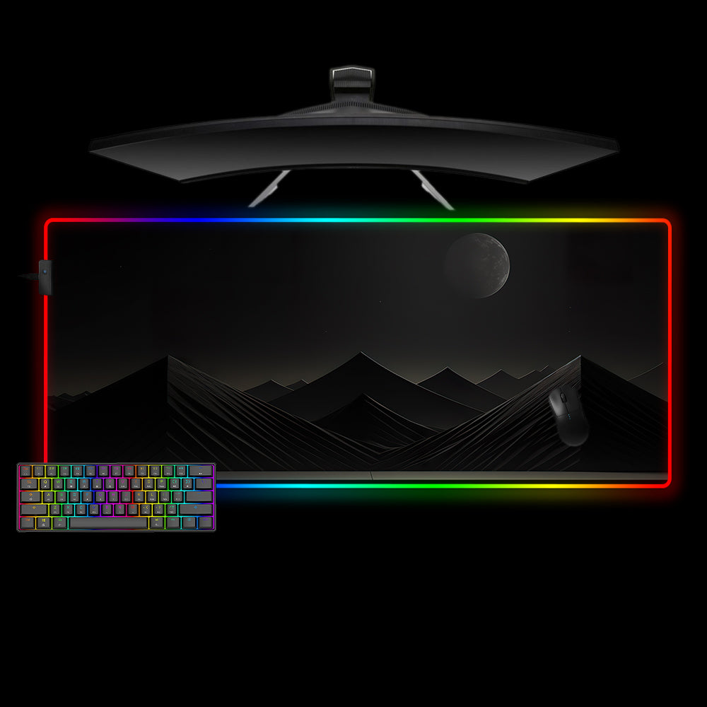 Allleftout Dark Mountains Design Rgb Gaming Mouse Pad, Computer Desk Mat