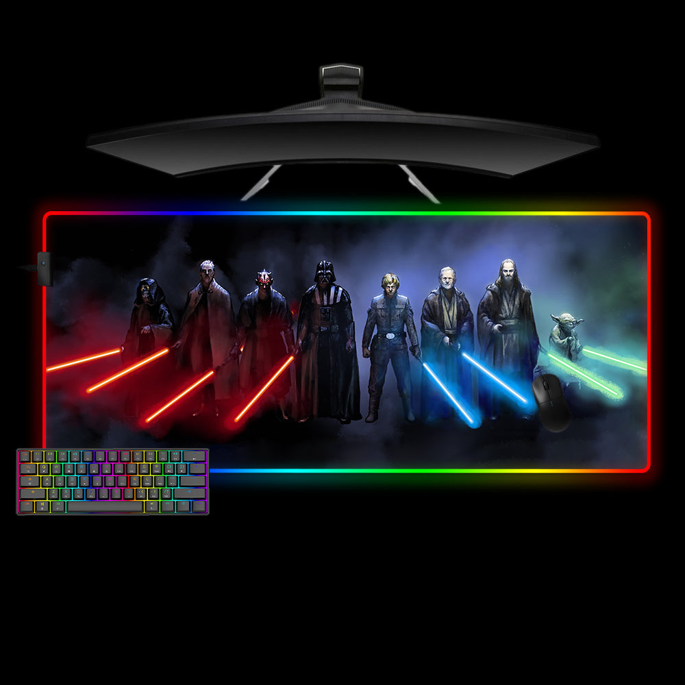Allleftout Star Wars Sith And Jedi Design Rgb Gaming Mouse Pad, Computer Desk Mat