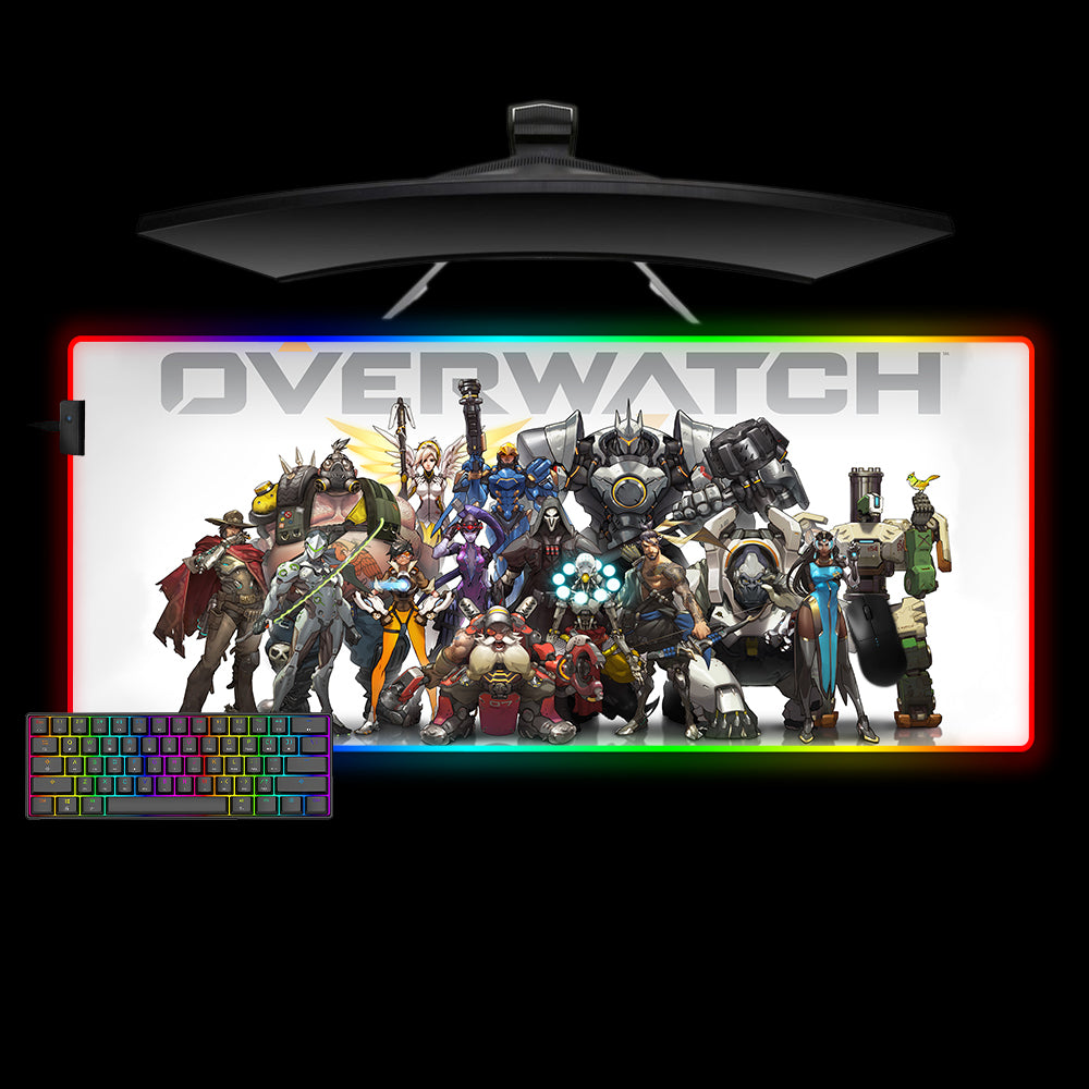 Allleftout Overwatch Heroes Design Rgb Gaming Mouse Pad, Computer Desk Mat