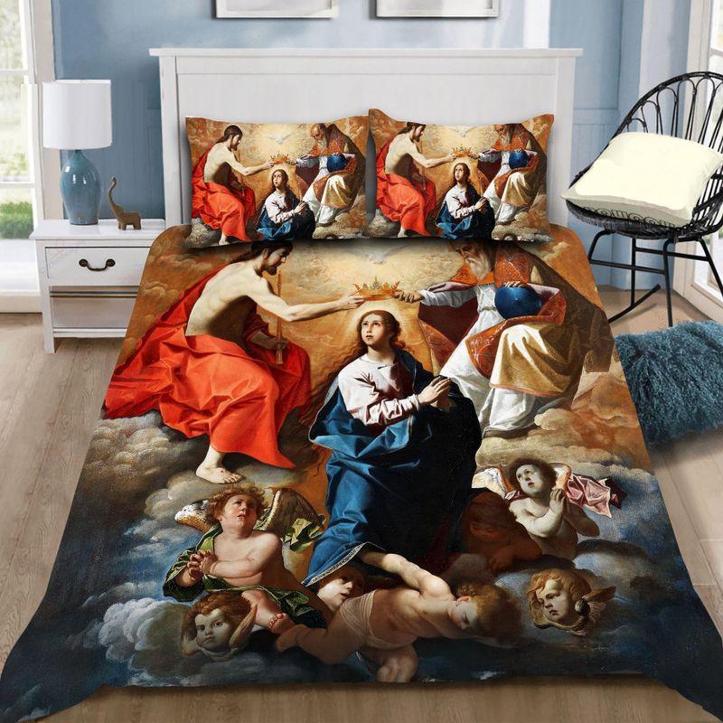 Spanish Baroque Art Blessed Virgin Bedding Set Blessed Mother Mary Bedding Set For Christian
