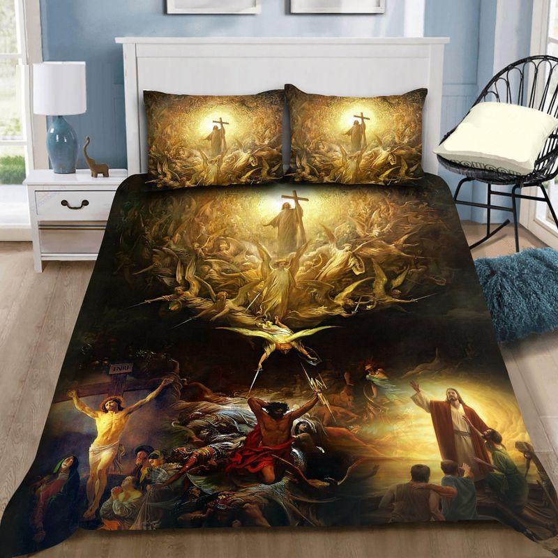 Jesus From The Heaven Bedding Set Jesus Savior Jesus Save My Life Bedding Set For Christian