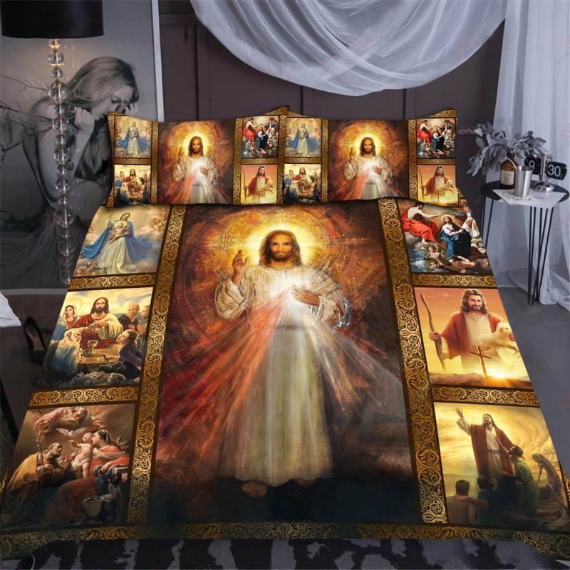 Jesus I Just In You Bedding Set Christian Artwork Printed Bedding Set Best Gift For Christian