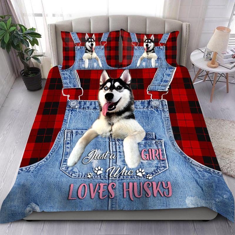 Just A Girl Who Loves Husky Bedding Set Husky Lovely Bedding Set For Dog Lover