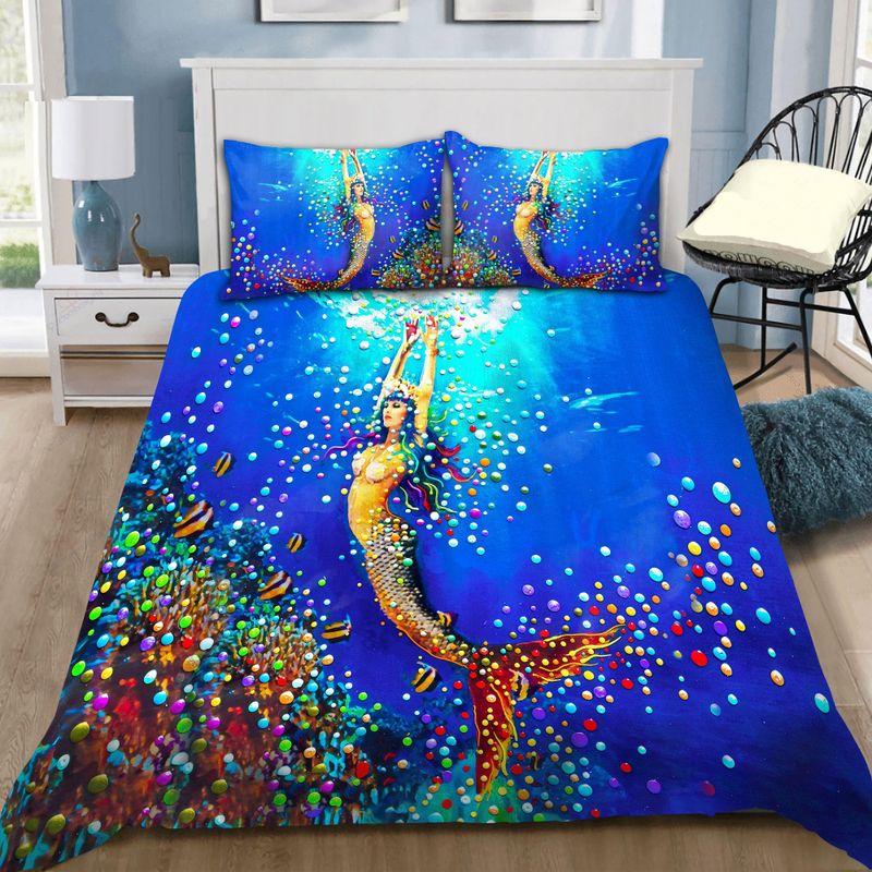 Mermaid And Colorful Balls Bedding Set Mermaid And Ocean Scene Bedding Set For Ocean Lover
