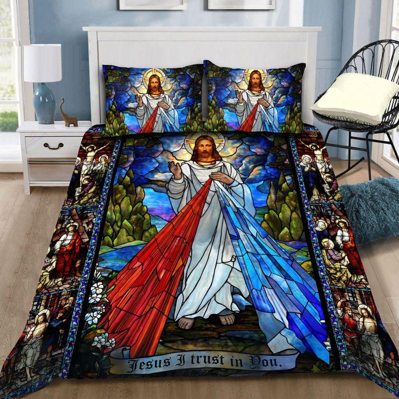 Jesus I Just In You Bedding Set Church Painting Bedding Set Gift For Christian