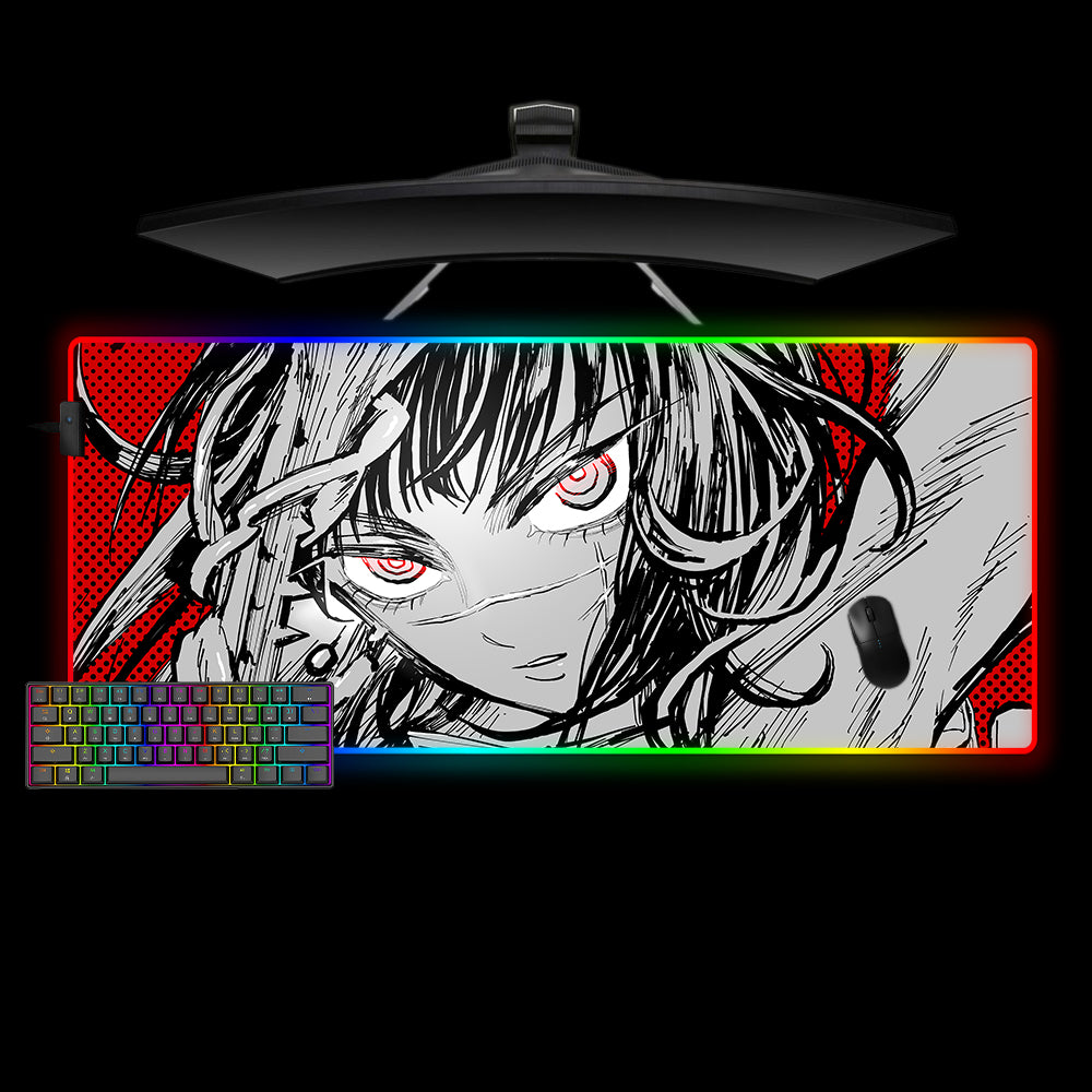 Allleftout Chainsaw Man Asa Mitaka Design Rgb Gaming Mouse Pad, Computer Desk Mat