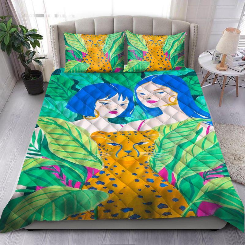 Leopard Hide Behind Me Bedding Set Sleeping Without Worry Bedding Set Couple Lady Artwork