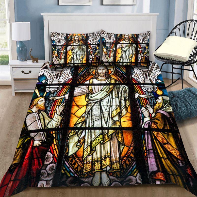 Jesus Christian Bedding Set Jesus Savior Church Glass Painting Bedding Set For Christian