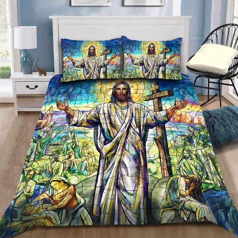 Christian Jesus Artwork Bedding Set Verbum Meditation With Gregorian Chants