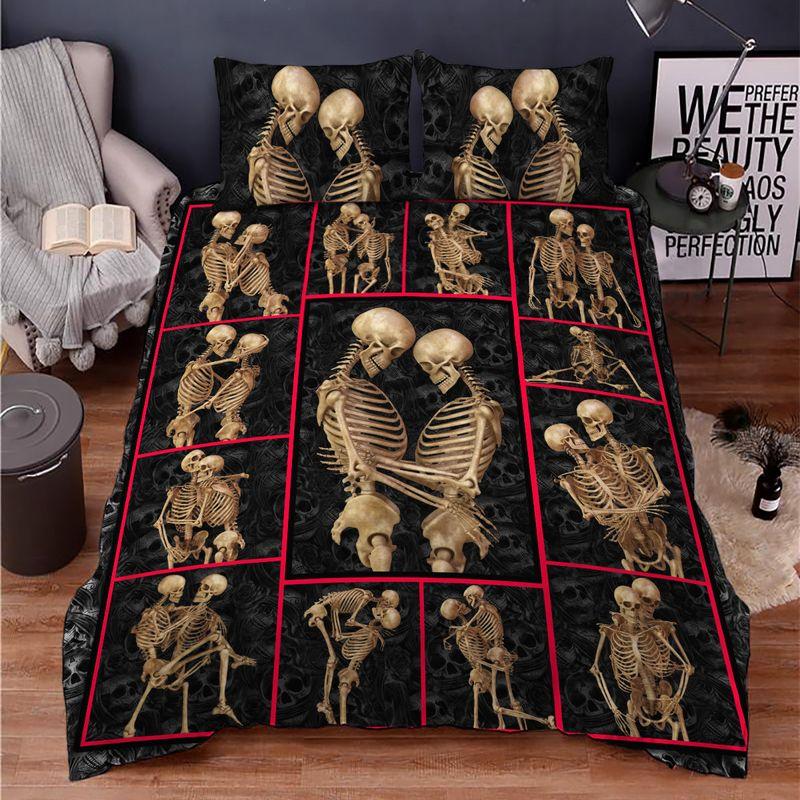 Skeleton Love Couple Skull Bedding Set Couple Love Poses Couple Gift