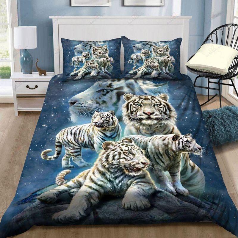 Tigers Bedding Set White Tiger Family Wildlife Animal Lovers Gift